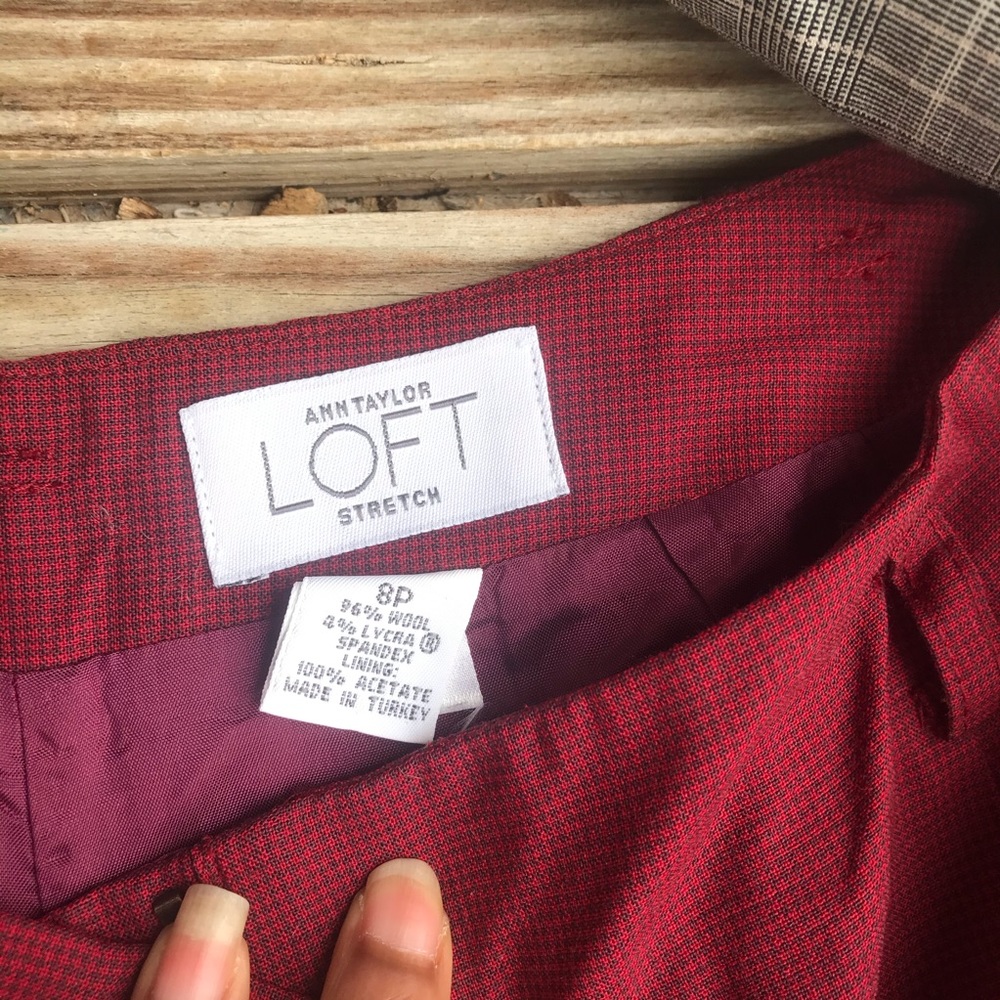 Loft Red Plaid Capris - Picture 5 of 6
